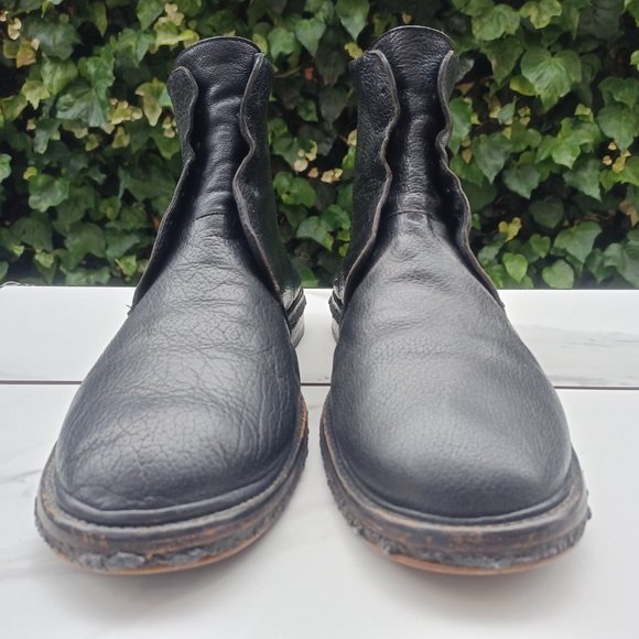 Elia Maurizi Leather Ankle Boots Back Zip Natural Rubber Mid-Sole Size 10.5 M - Picture 3 of 12